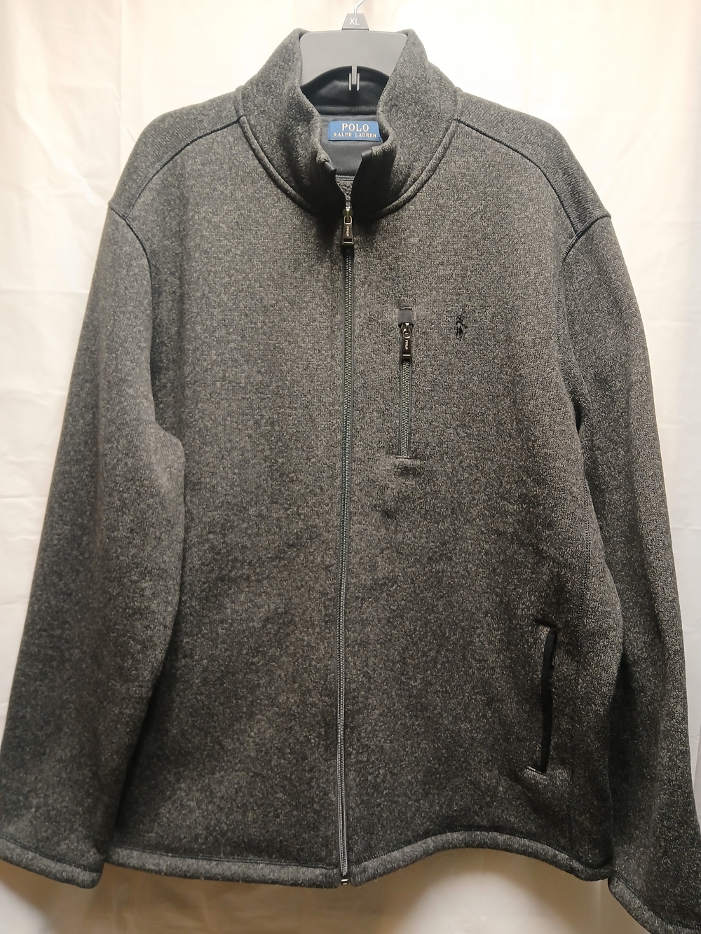 POLO by Ralph Lauren Men's Full-Zip Heathered Gray Fleece Jacket